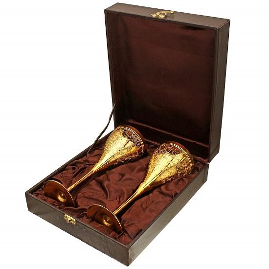 

Бокалы для вина из латуни с подарочной коробкой для вечеринок, высота 25,4 см