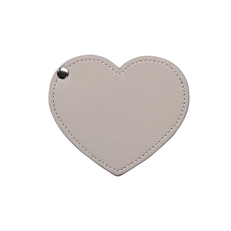 1pc Mini Heart Shaped Makeup Mirror Stainless Steel Portable PU Cover Rotary Cosmetic Mirrors Pocket Mirror Beauty Accessories