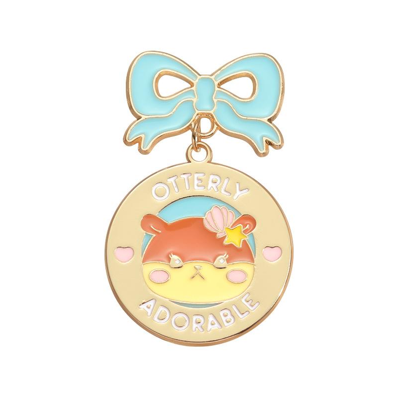 And Fun Colorful Cartoon Animal Brooch Featuring Elegant Bow Design And Versatile Alloy Construction