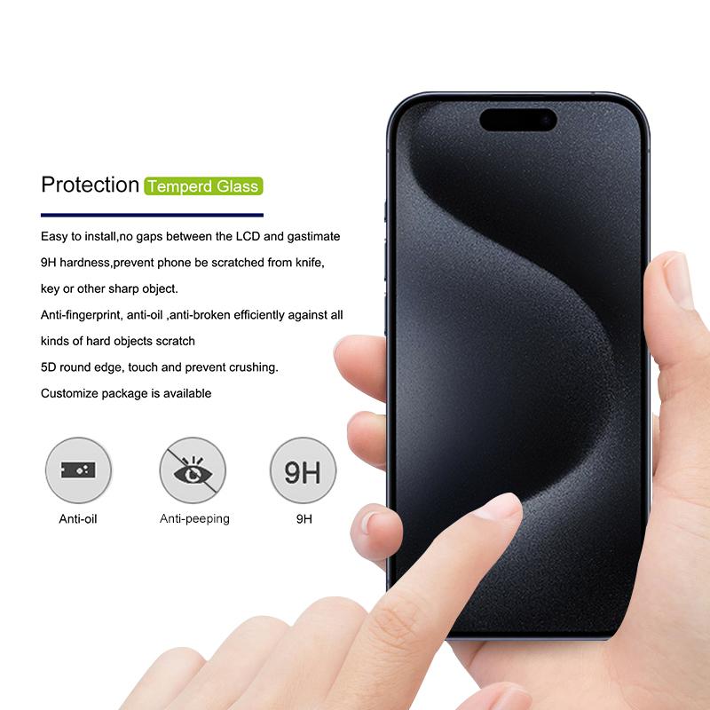 MOCOLO For iPhone 15 Pro Max Anti-Spy Tempered Glass Screen Film Full Glue 3D Arc Edge Screen Protector