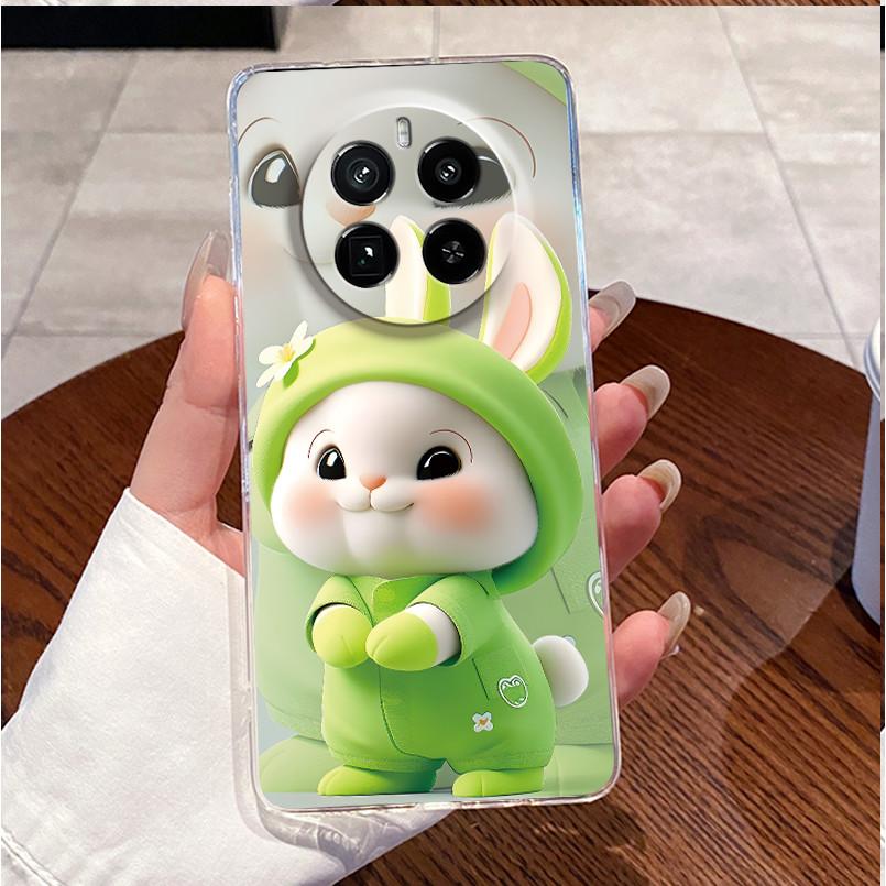 For Realme GT5 Pro Casing Clear Soft Silicone Love Heart Rabbit Cute Cartoon Back Cover for Realme GT 5 Pro 5G Phone Case Bumper