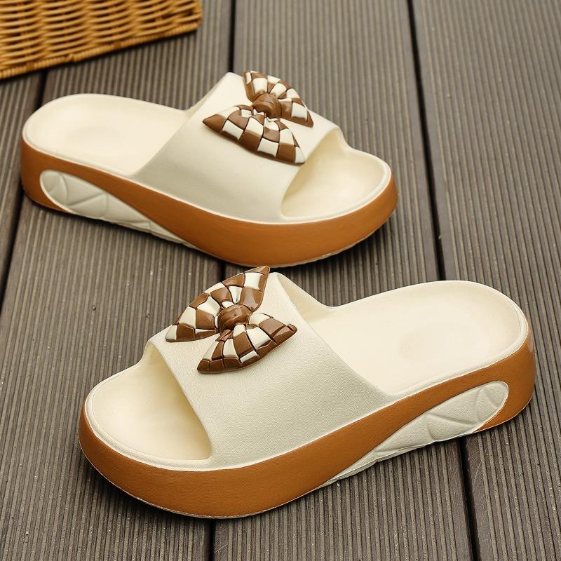 Fashion 2025 Summer EVA Women’s Mixed Colors Slippers Outdoor Casual Platform Bow Tie Sandals for Open Toe Comfortable Daily Slippers
