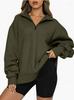Women's Half-Zip Fleece-Lined Sweatshirt: European and American Autumn/Winter Casual Long Sleeve Top