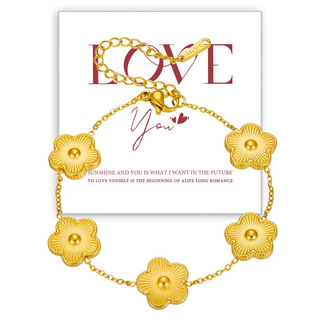 Vnox Luxury Lucky Four Leaf Leaves Clover Bracelets for Women Girls, Colored Flower Vintage Wristband, Love Gift for Wife Her GF