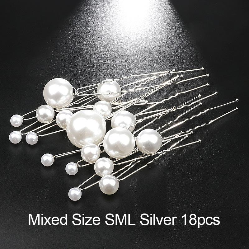 Women U-shaped Pin Metal Barrette Clip Hairpins Simulated Pearl Bridal Tiara Hair Accessories Wedding Hairstyle Design Tools