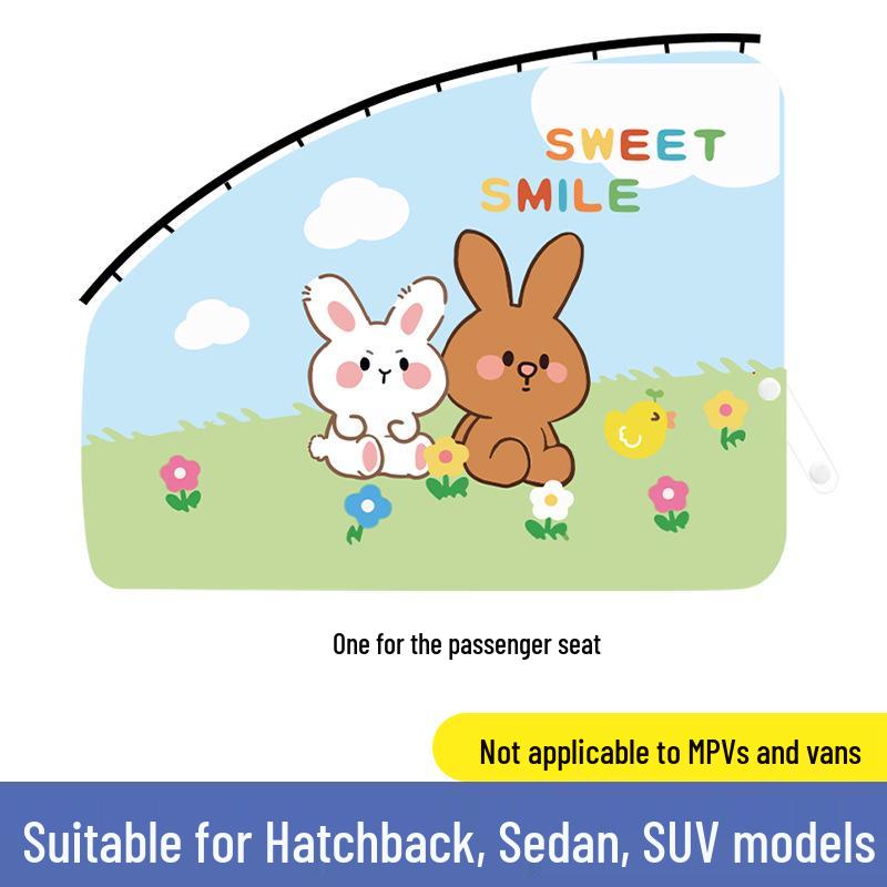 Cartoon Baby Car Sunshade Curtain - Track-Mounted Interior Sun Blocker for Windows