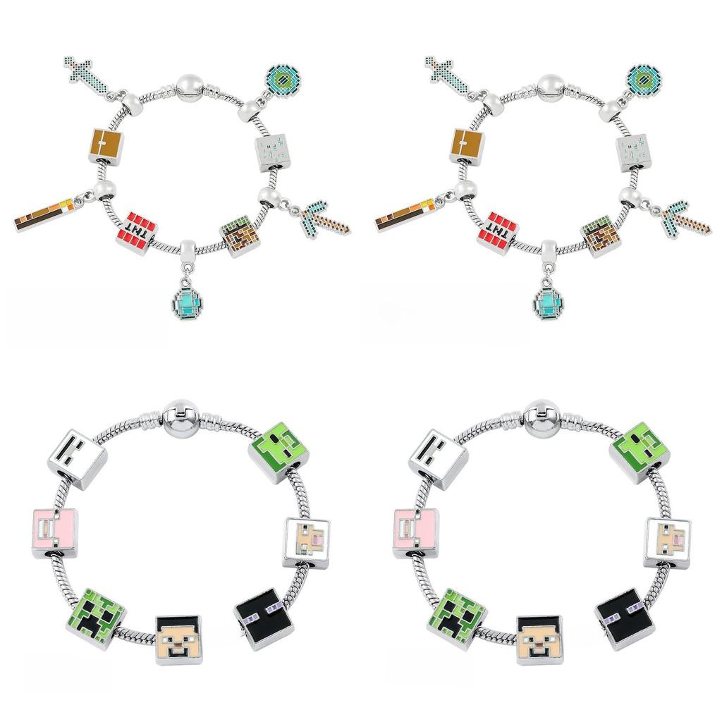 Minecraft Diy Bead Bracelet Kit With Zinc Alloy Charms For Teens And Adults