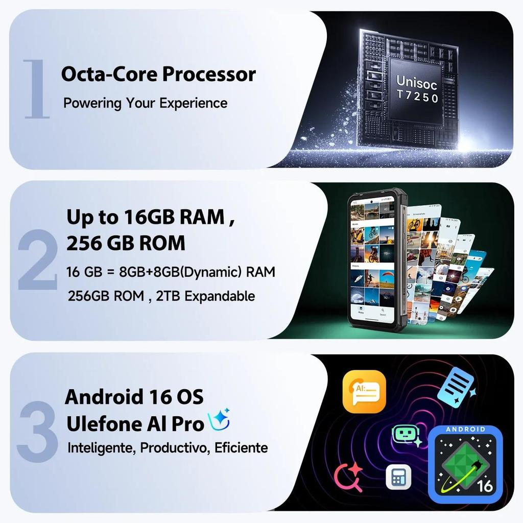 Ulefone RugKing 5 Pro 20000mAh Rugged Phone Android 16 Up to 16GB+256GB Waterproof Smartphone 6.78 FHD+ Night Camera 33W 4G