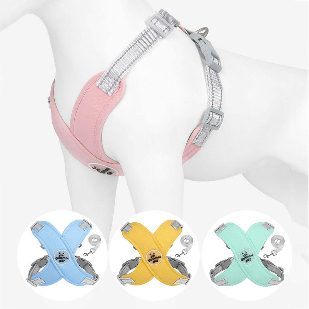 X Shaped Puppy Cat Chest Straps Soft Adjustable Pet Harnesses Dog Harness and Leash Set  Outdoor