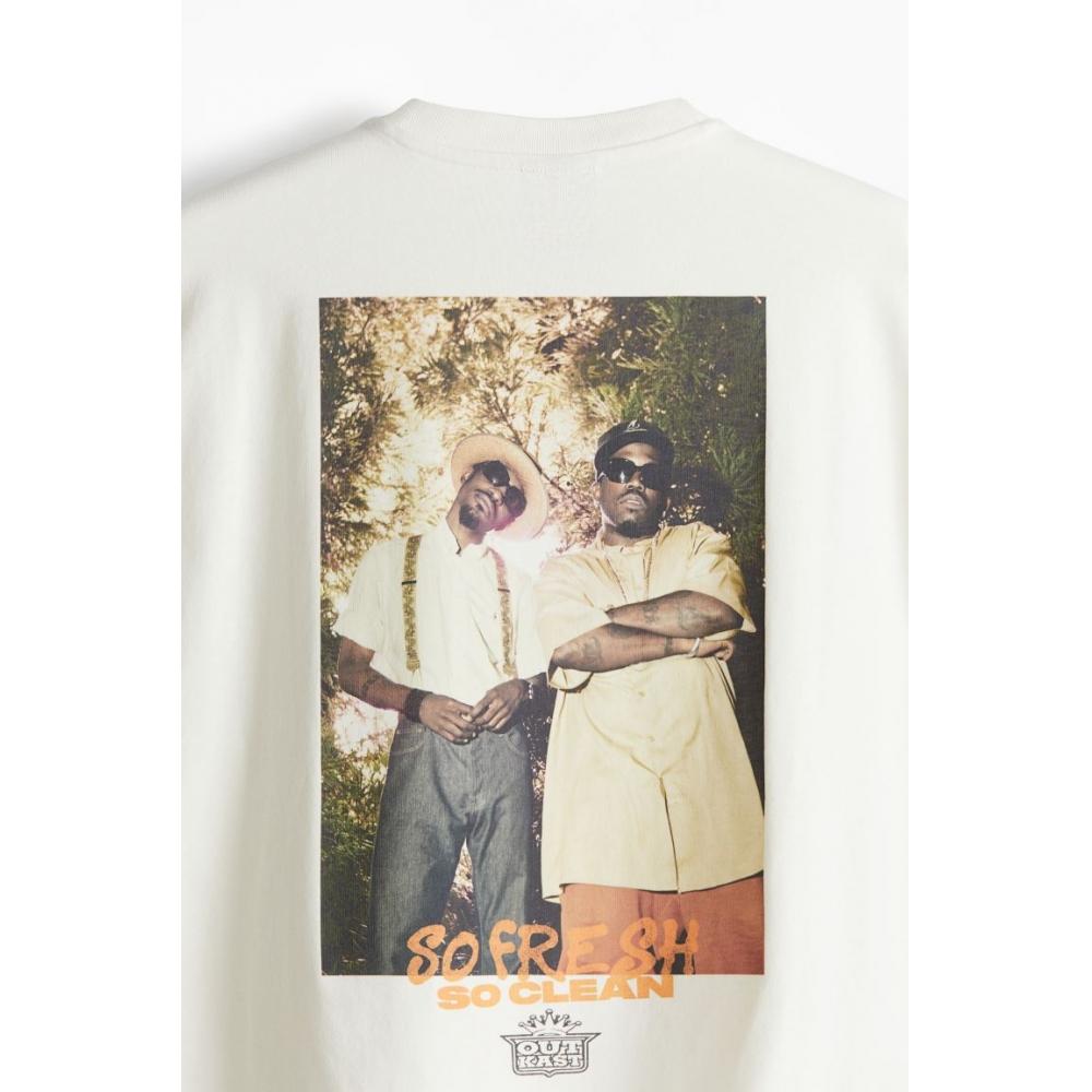 H M Oversized FiT T sHirT creaM ouTcasT