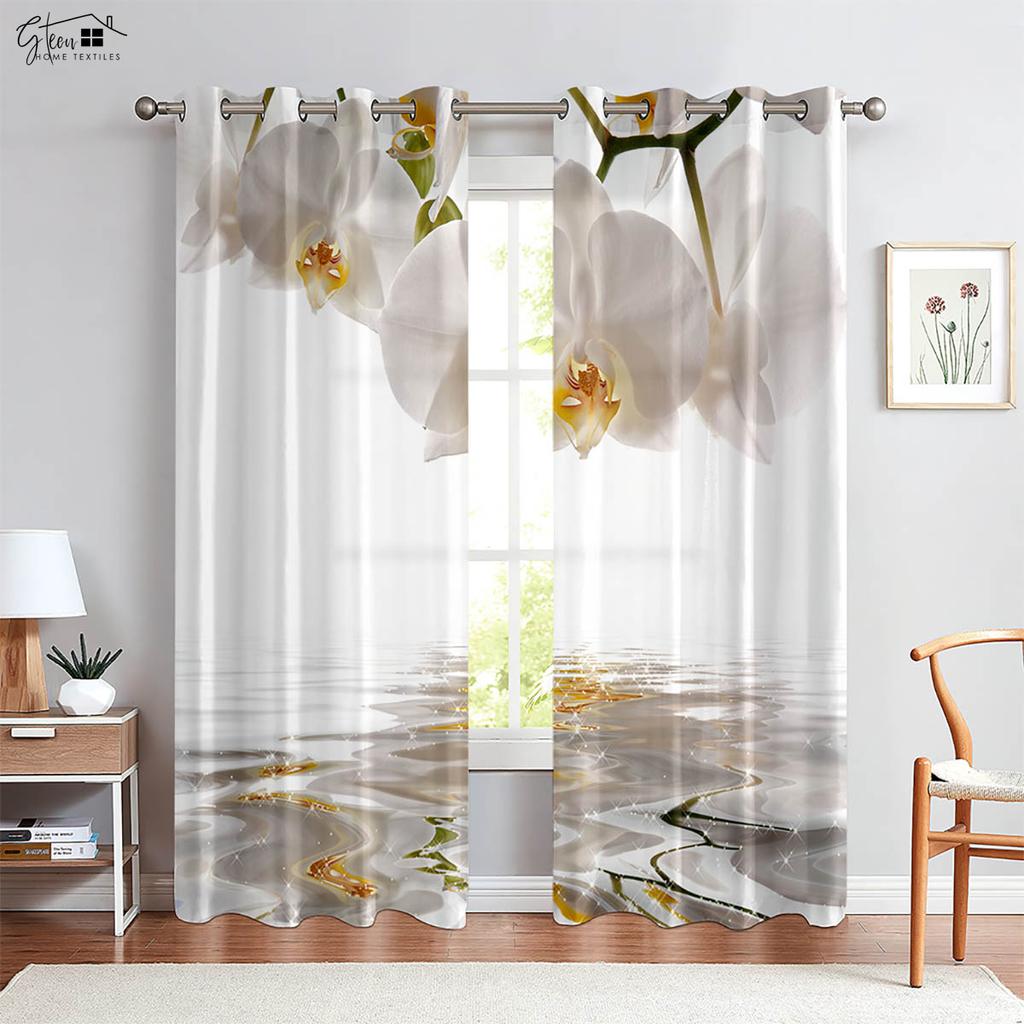 Tende stampate in 3D con fiori in stile cinese, bellissime rose, margherite, gigli, magnolie, per camera da letto e soggiorno, facili da lavare.