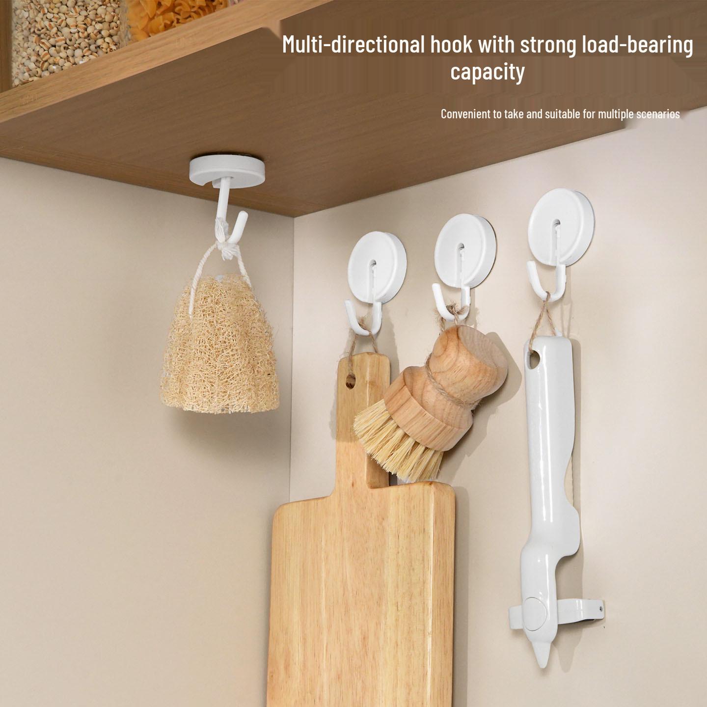 Multi-Directional Strong Adhesive No-Drill Hook for Bathroom, Kitchen, Dormitory - Traceless and Load-Bearing.