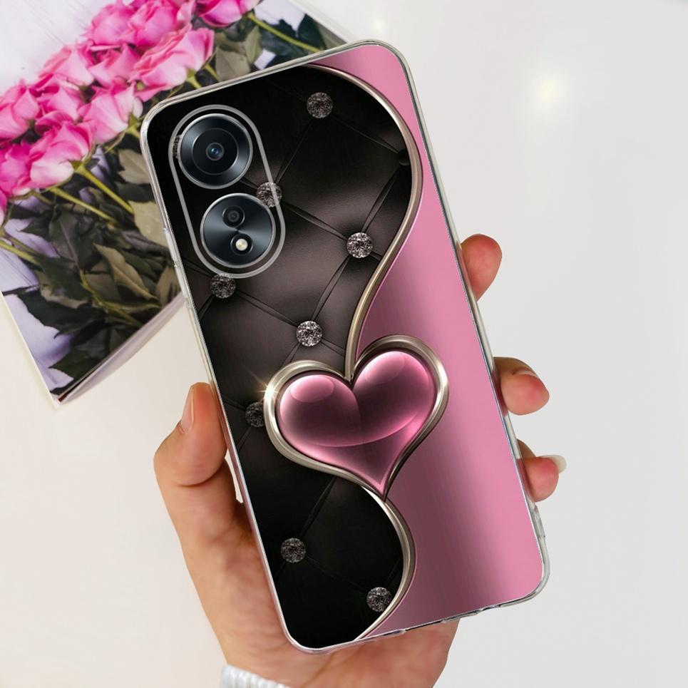 For Cover Oppo A58 4G CPH2577 Case Love Heart Butterfly Cover Shell For Oppo A78 5G 4G CPH2565 Soft Clear TPU Bumper Etui
