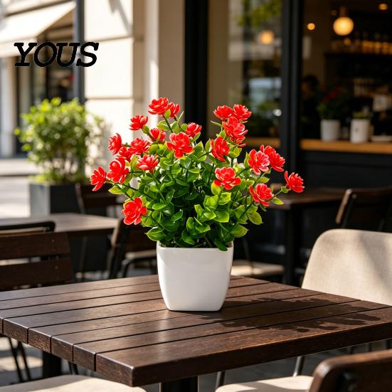 Pflegeleichte Mini-Pflanze, Simulierte Topfpflanzen, Eukalyptus- und Kamelienknospen-Pflanze, Wartungsfreie Kleine Dekor-Kunstpflanzen für Schreibtisch, Fensterbank