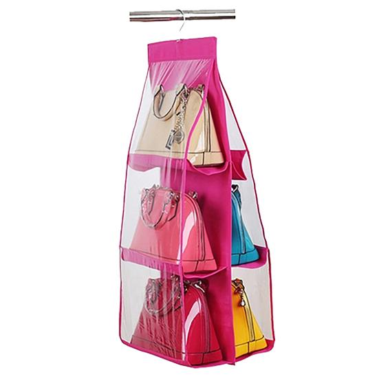6 Pockets Hanging Bag Purse Storage Organizer Wardrobe Closet Rack Hangers Tool