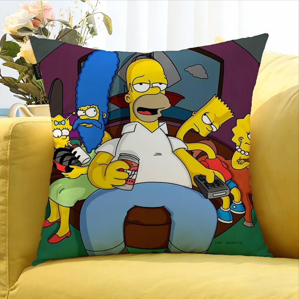 Happy S-Simpsons Various Sizes Square Pillow Case For Car Home Bedchamber Decor