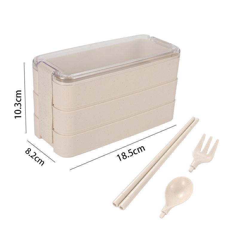 Portable Wheat Straw Bento Box: Insulated, Multi-Compartment, Japanese-Style, Microwave Safe for Office Workers & Students