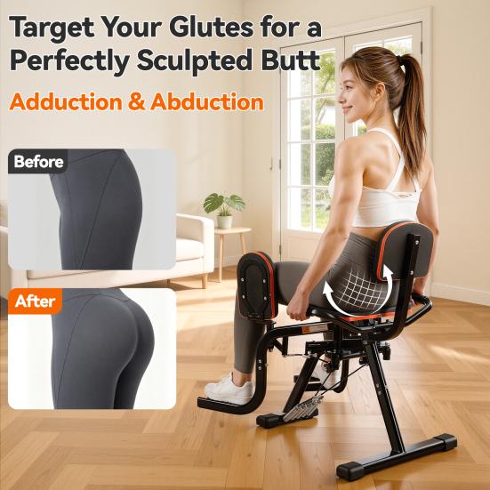 Leg Stretcher Hip Abductor Machine Glute Machine & Exercise Equipment with Resistance Band Adductor for Women Men 360 Degree Adjustable Pads Ultra