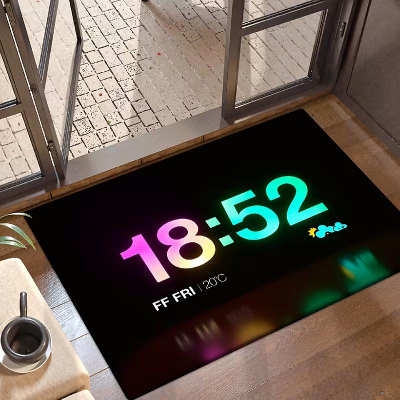 

Digital Clock Display Door Mat Water Absorbing Carpet Suitable for Bedroom Living Room Entrance Outdoor Decoration Carpet 40x60cm 16x24 inch