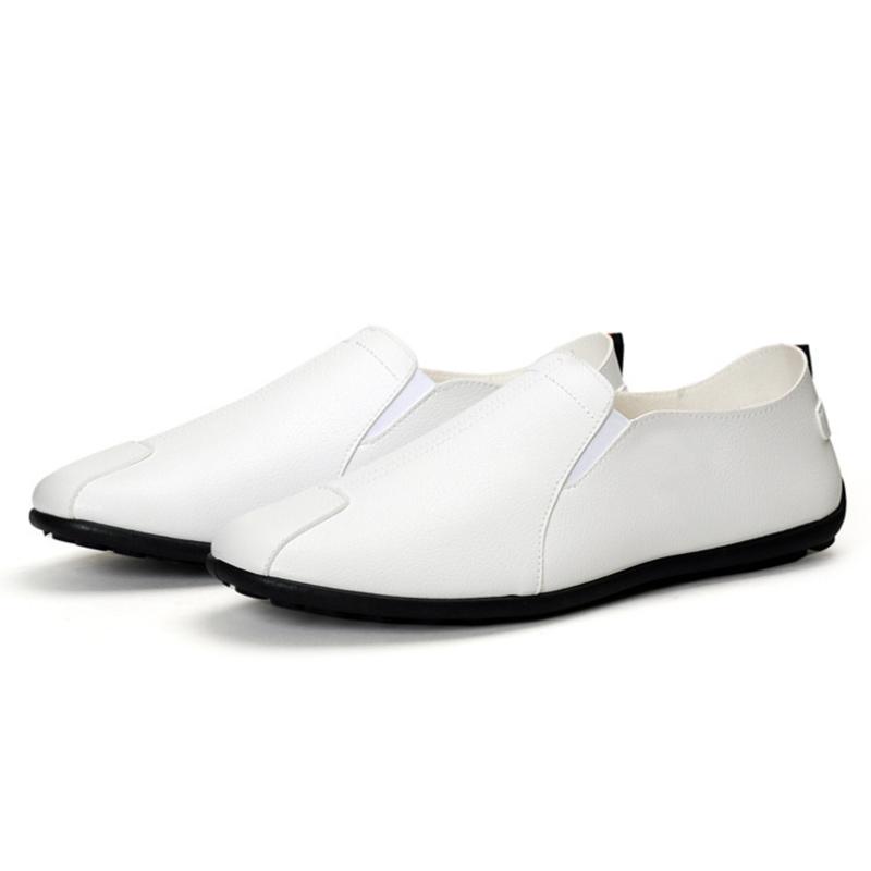 Men's Casual Slip-on Leather Shoes Formal Suit with Black PU Beanie Shoes Comfortable Flat