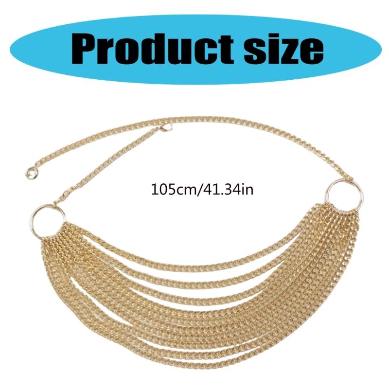 Stylish Multi Tiered Chain Waist Jewelry Sturdy Metal Designs Belt For Fashion Enthusiasts And Casual Outfits
