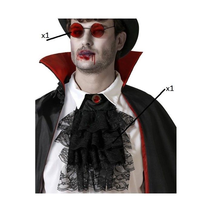 Jabot noir et Lunette Rouge Homme Vampire