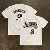 Philadelphia 76ers Retro Dres Basketbal Iverson Velikost 3 Krátký Rukáv Oversized Bavlněné Tričko Tréninkový Sportovní Dres Krátký Rukáv pro Muže
