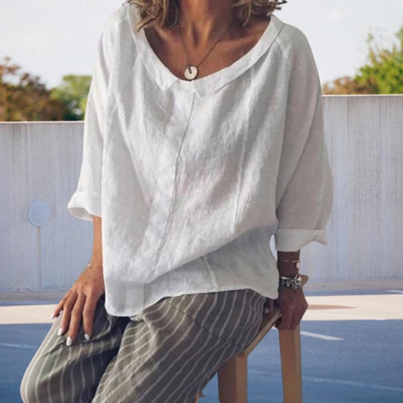 European & American Style Loose Fit Long Sleeve Top - Women's Classic Autumn Round Neck