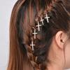 5/10Pcs Punk Women Hip-Hop Braid Hand Cross Shell Leaf Ring Hair Clips Accessory