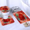 Butterfly Red Roses And Flowers Print Shower Curtain Set Anti-Slip Rugs Toilet Lid Cover Bath Mat  Bathroom Curtains Decoration