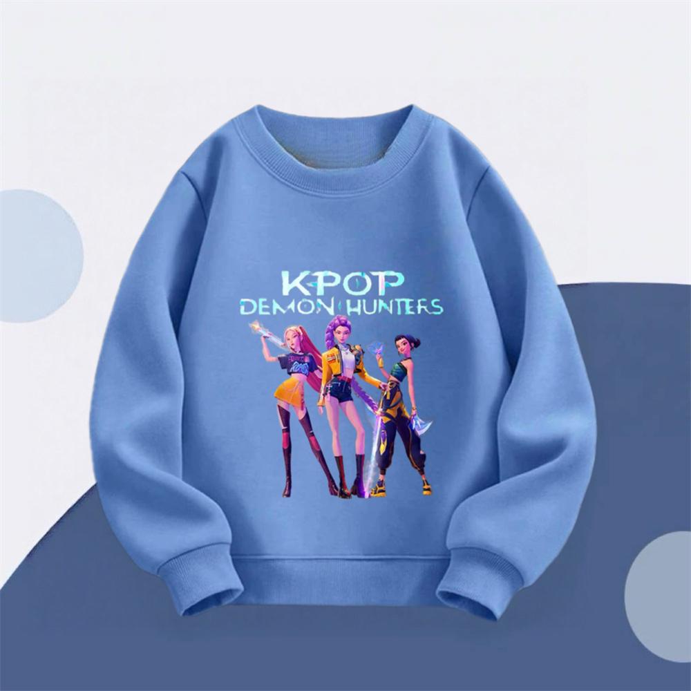 Girls Sweatshirts Fashion Casual Long Sleeve Children's Kpop Demon Huntrix Hoodie Outer Wear Toddler Cartoon Printed Pullovers