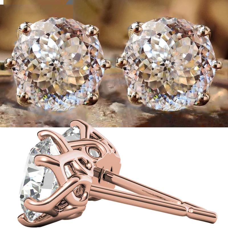 100% S925 silvery Portuguese cut D moissanite screw back 6 prong stud earring for women golden plated yellow golden plated GRA