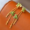 Designer's Unique Craftsmanship Jaspis Lange Sektion Bambus Tropfen Hängeohrringe Eleganter Charme Kreativer Damenschmuck