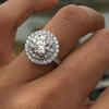 Huitan Trendy Women Ring Inlaid Sparkling Round Cubic Zirconia Elegant Accessories Charming Jewelry for Wedding Engagement DailyGood product