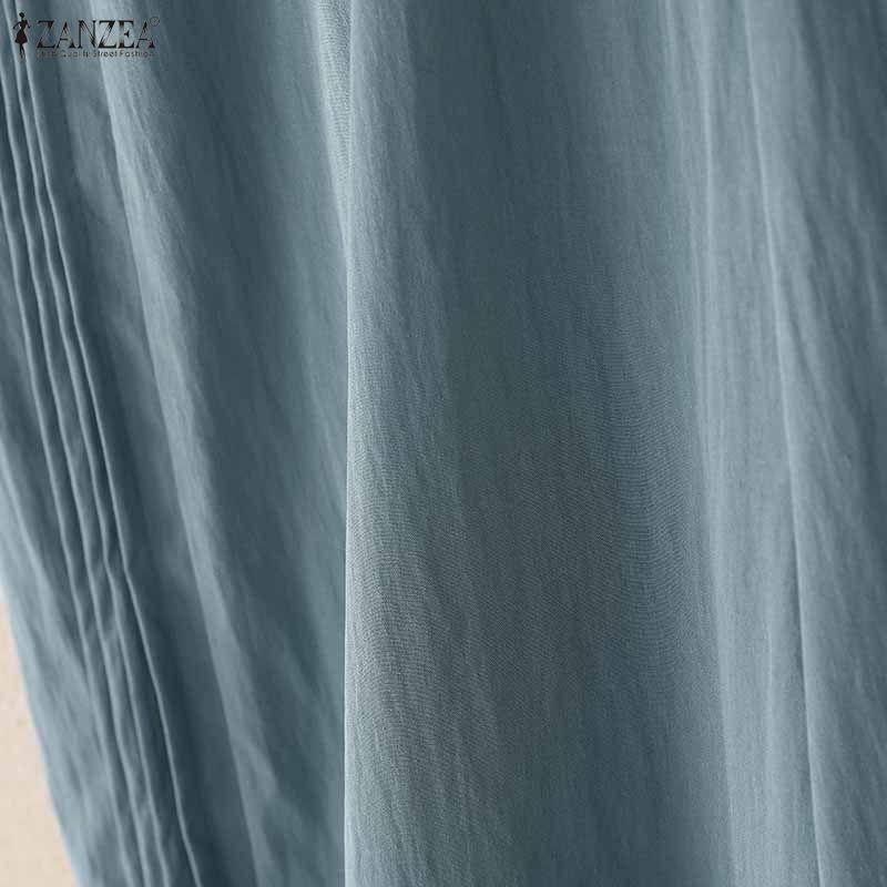 ZANZEA Lässige, lockere Hose mit elastischer Taille und einfarbigen Details für Damen