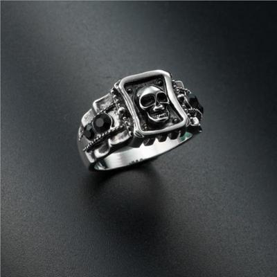 Yin Taifei Thai Silver Men's Diamond Skull Ring - Punk Hip Hop Style, Openable Design.