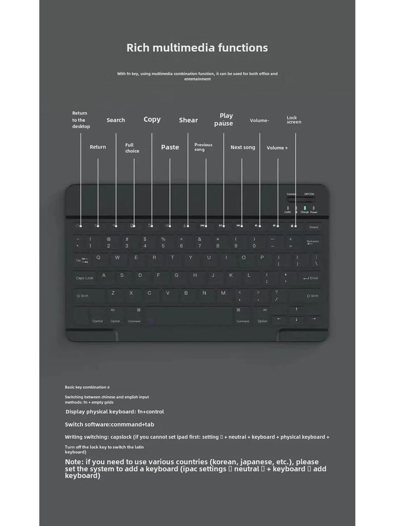 Bluetooth Keyboard Case for Lenovo M10 Plus Gen 3 10.6" Tablet (TB125F)