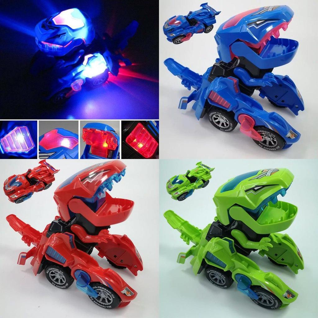 Elektrisches Dinosaurier-Transformationsauto mit LED-Lichtern und Soundeffekten