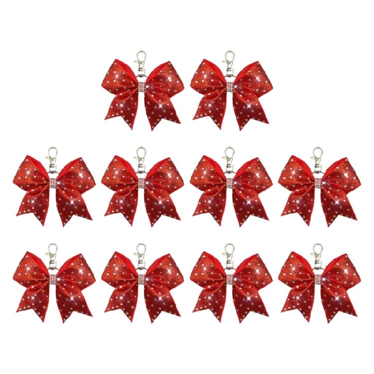 

10Pcs/set Bowknot Shaped Keychain Fabric Alloy Key Holder Charm For Easy Pocket Purse Storage Lightweight Convenience красный