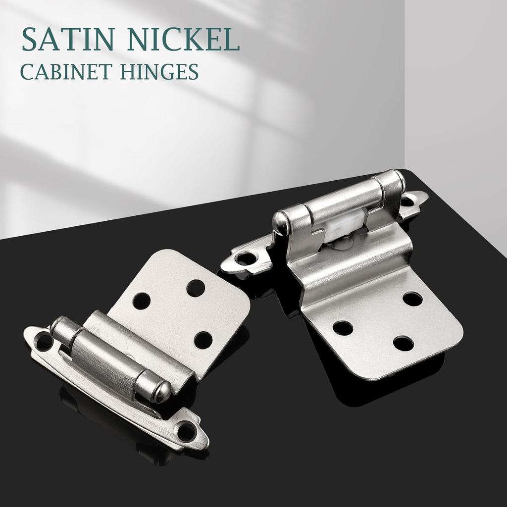 GOBEKOR 50 Pack Self Closing Cabinet Door Hinges 3/8" Inset Kitchen Cabinet Hinges 3/8 Inch Inset Silver Hinges for Kitchen Cabinets