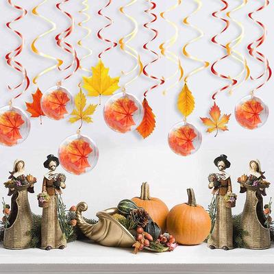 Autumn & Thanksgiving Ceiling Décor: Lanterns, Pumpkins, Maple Leaves, and Floral Ornaments