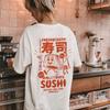 2026 Camisetas Retro Sushi Estampado Trasero Comida Japonesa Unisex Camisetas Gráficas Lindas Divertidas Ropa Streetwear Moda Unisex Top Regalo