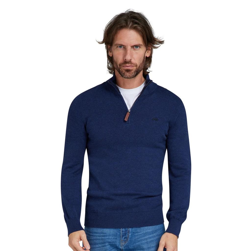 Raging Bull Mens Knitted Quarter Zip Classic Sweatshirt