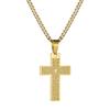 Classic Stainless Steel Bible Cross Necklace Pendant Men Hip Hop Jewelry Fashion Gold Color Long Chain Necklace