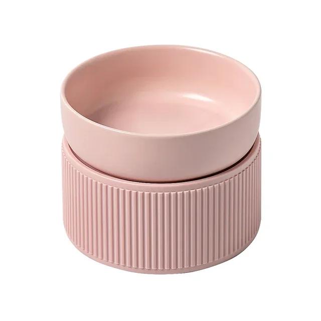 

Elevated Raised Ceramic Pet Bowl White Pink Double Feeder Drinker For Cat Dog Puppy Kitten Feeding Watering Pet Daily Supplies
