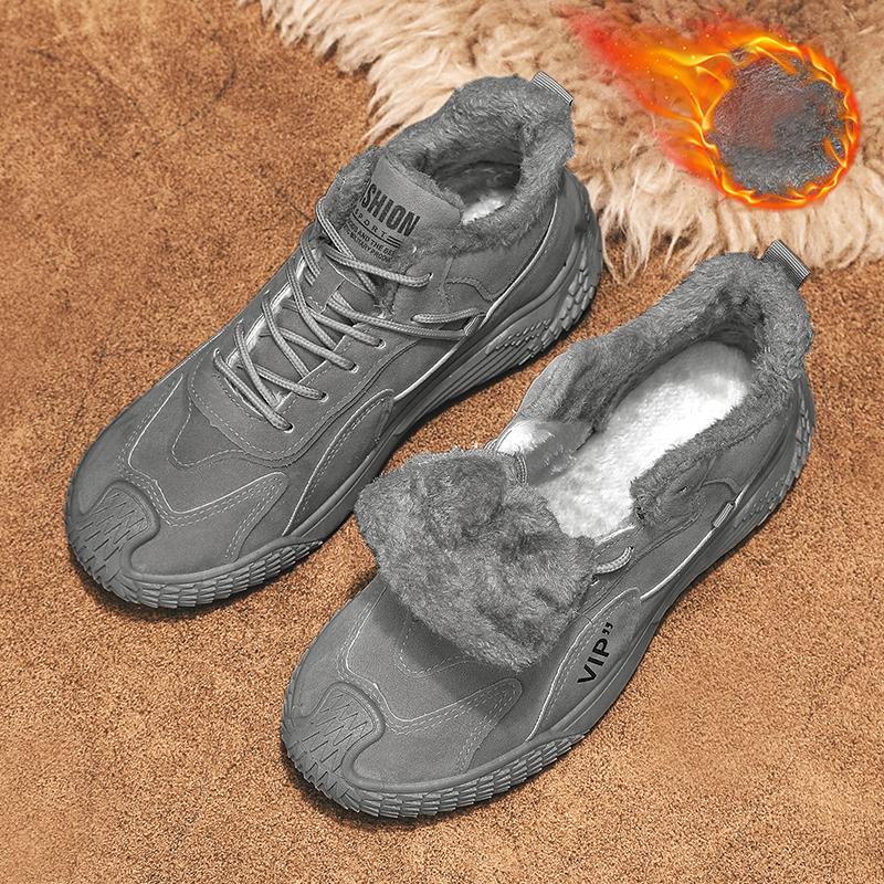 Мужские плюшевые теплые и модные высокие рабочие ботинки — фото 18