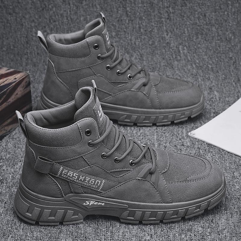 New Fashion Autumn And Winter Men's High Top Martin Boots Students Male Boys Trending Soft Sole Work Shoes Labor Protection Martin Sneakers