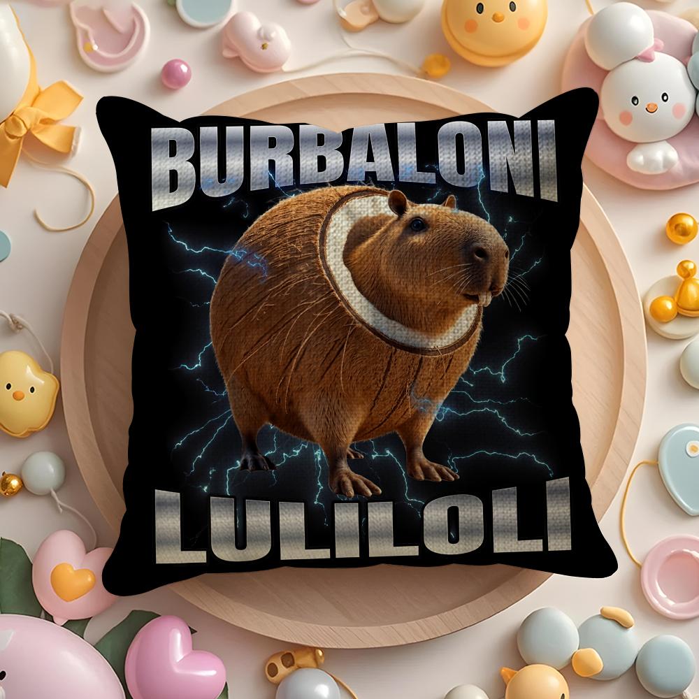 Itallan B-Brainrot Creative Cushion Cover Natural Linen Organic Fabric Double-Sided Printing Sofa Home Decor Gift Pillow Cover