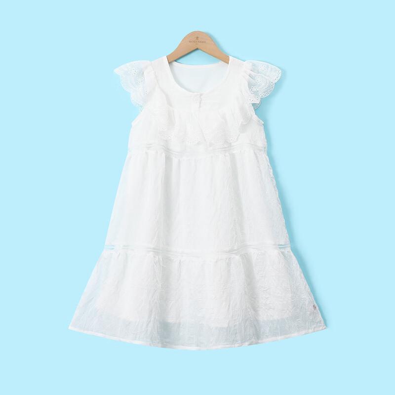 Montagut Girls  Solid Sleeveless Ruffle Sleeve Summer Dress 120