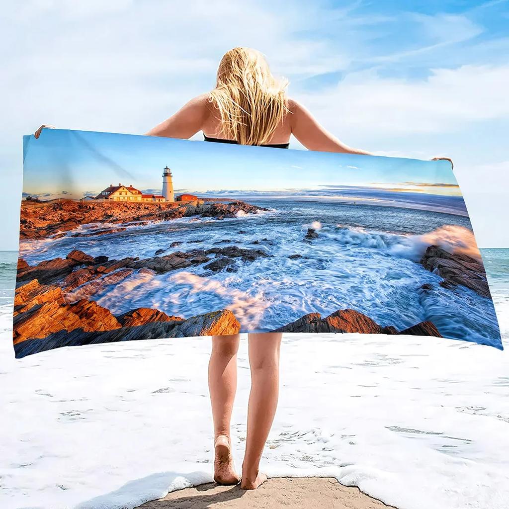 Mikrofaser Strandtücher Übergröße Stranddecke Handtuch Tragbar Leuchtturm Weich Super Wasserabsorbierend Vielseitiges Überwurfhandtuch